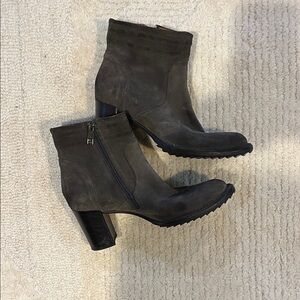 Alberto Fermani Gray Suede Ankle Booties with Block Heel